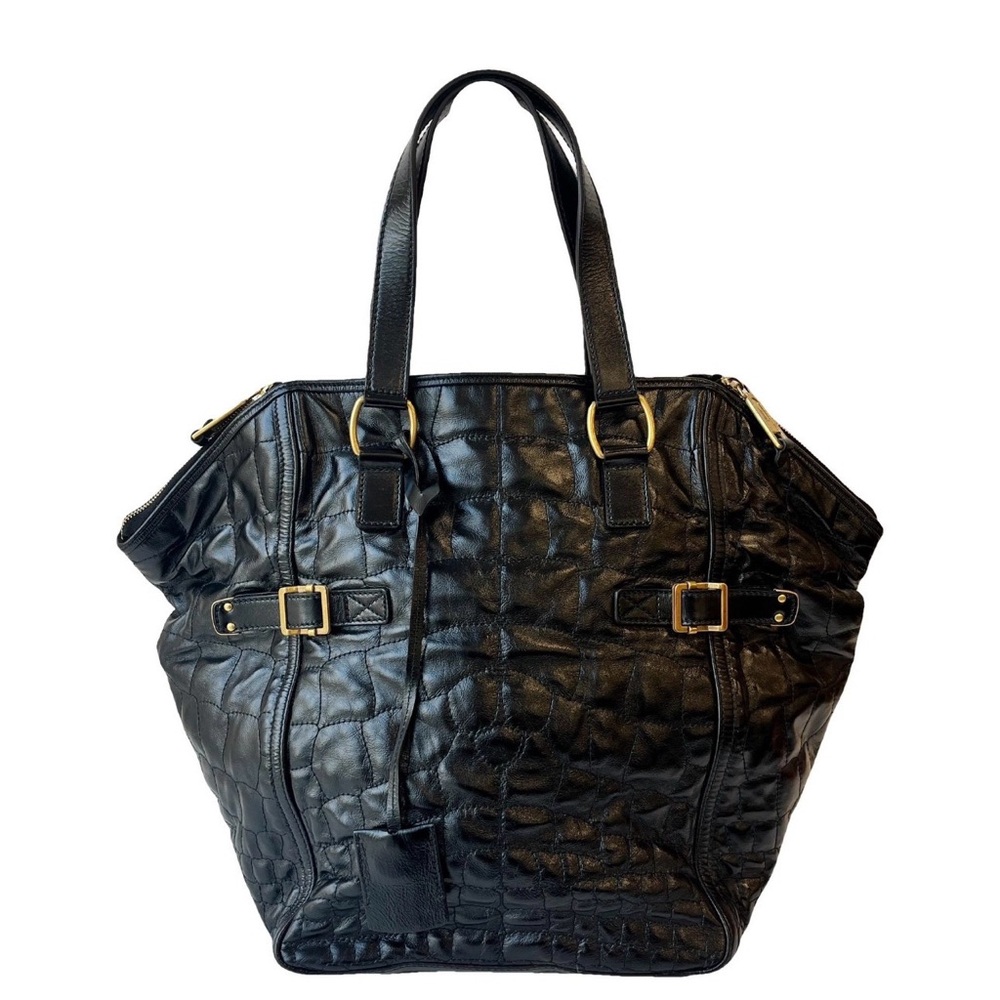 Yves Saint Laurent Vintage Black Leather Downtown Medium Shoulder Bag - Rare!